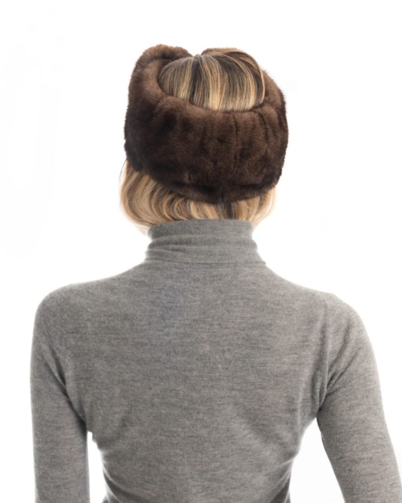 Fascia per capelli interamente in visone Marrone - Elisabettapanerai