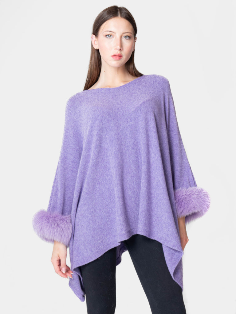 London-Poncho with hair on the Lavender wrists